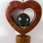 Necklace, Ocean Jasper Gemstone Heart Shaped..