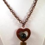 Necklace, Ocean Jasper Gemstone Heart Shaped..