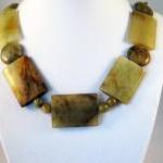Necklace, Beaded Yellow Jade Gemstone Necklace..
