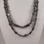 Necklace, Beaded Necklace With Two Metallic Silver..