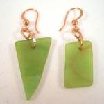 Earrings, Light Green Beach Glass, Sea Glass,..