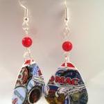 Earrings, Recycled Jewelry Made With Guitar Picks..