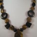 Necklace, Tigers Eye Gemstones And Black Onyx..