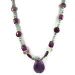 Necklace, Fluorite Purple Teardrop Pendant On..