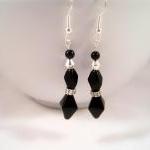 Earrings, Black Obsidian Gemstone Dangle Earrings..