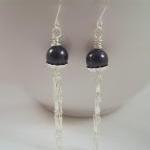 Earrings, Swarovski Blue Crystal Pearls With..