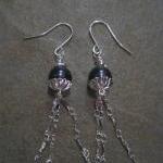 Earrings, Swarovski Blue Crystal Pearls With..