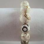Bracelet, White Turquoise, Tibetan Crackle Agate..