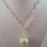 Necklace, Large Round White Turquoise Gemstone..
